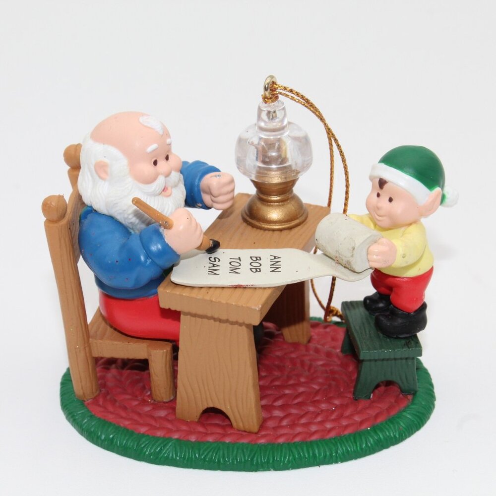 Santa Claus Making His List Hanging Christmas Ornament Vtg 1998 Westmar